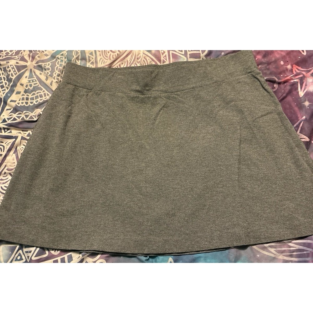 J. Jill Ponte Women's Grey Elastic Waistband Flare Mini Skirt, Size XL